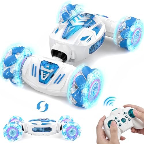 PTINTYE Remote Control Car 2.4GHz 4WD RC Stunt Car with Lights Music for Kids Boys Girls Age 6 7 8 9 10 11 12