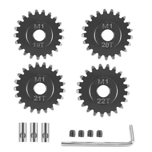 Sbonxond Mod 1 Hardened Steel M1 Pinion Gear Sets 19T 20T 21T 22T for 5mm RC Motor Shaft Arrma Traxxas Axial HSP Redcat Losi 1/8 1/10 Scale RC Car Truck Buggy