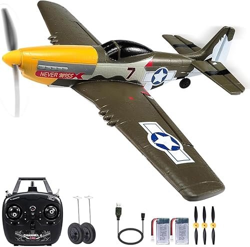 VolantexRC Mustang P51D RC Plane 4 Channel Remote Control Airplane Ready to Fly with 2.4Ghz FHSS Technology for Beginners and Adults