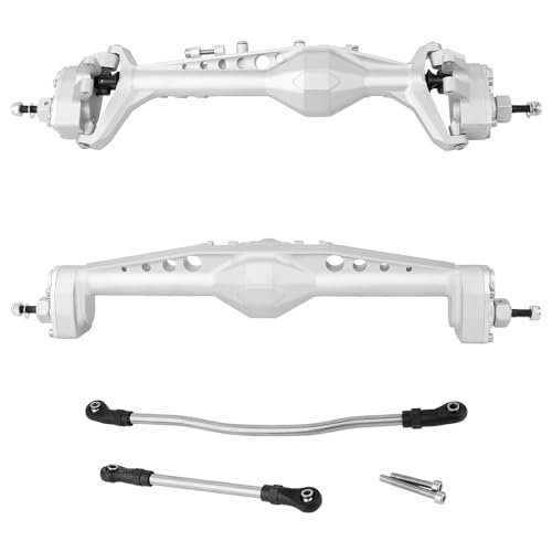 Pothyes Full CNC Machined F9 Portal Front Rear Axle with Adjustable Link Mount for 1/10 RC Crawler Capra Gmade R1 Rock Buggy LCG Cheater Rigs 1.9 UTB Shafty (Silver)