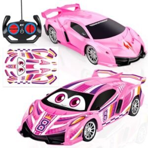 Tcvents Pink Remote Control Car for Girls with LED Lights DIY Sticker Available at RC Hobby Store Dayton Ohio