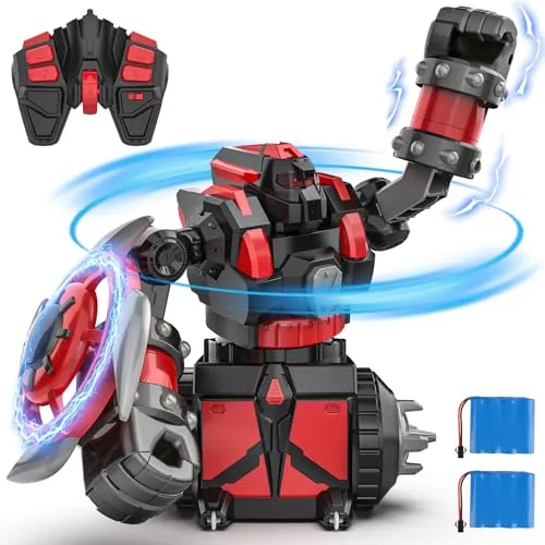 HGAUCAI Remote Control Robots Toys Easter Day Gifts for Kids Including RC Plane Trailer Ideas for Boys Ages 5 6 7 8 9 13 360 Degree Rotating Robot Battling Toys Dueling Birthday Gift Ideas Present Kids Children Black