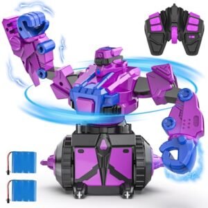 HGAUCAI Remote Control Robots Toys with RC Truck Track Ideas for Kids Boys Ages 5 6 7 8 9 13 360 Degree Rotating Battle Dueling Robot Purple