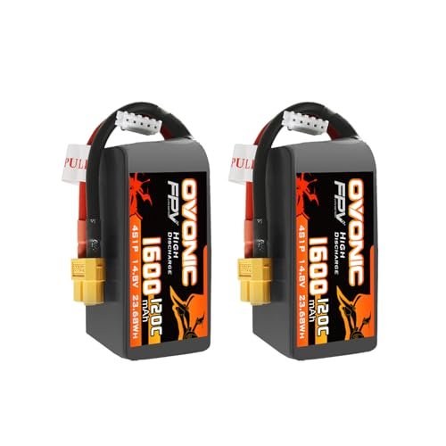 OVONIC 4S 1600mAh Lipo Battery 14.8V 120C with XT60 Plug for Peterbilt RC Tow Truck and Other RC Vehicles
