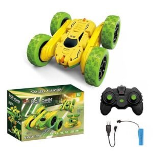 Generic Roll Over FlipDrive R C 360 Rotating Double Sided Stunt Car Remote Control Toy for Kids with Rechargeable Batteries Lime Green