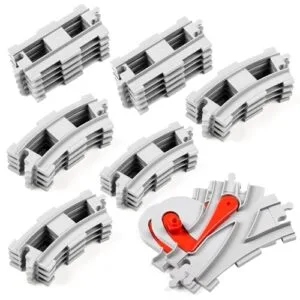 Mannidoo RC Train with Smoke 32 Piece Train Track Set Including Curved and Straight Tracks Compatible with All Major Brands