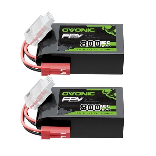 OVONIC RC Willey Appliance Package 11.1V 80C 800mAh 3S Lipo Battery with JST Plug 2 Batteries Included