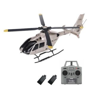 GoolRC C123 RC 12x Guardrail Aircraft 6CH Remote Control Helicopter with 2.4GHz EC135 Model 6Axis Gyro 3D Flip Inverted Flight Altitude Hold One Key Take Off Landing 2 Battery for Adults Champagne