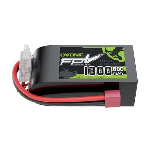 OVONIC 11.1V 80C 1300mAh 3S Lipo Battery with T Plug for RC T 33 Jet
