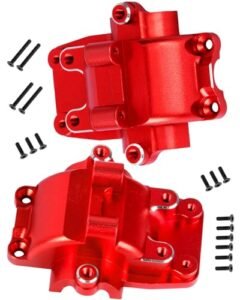 hopsupRC Alloy Gearbox Transmission Case Front Rear Differential Housing for 1 18 LaTrax Teton Desert Prerunner Rally Wave Box Gearbox Hops Up SST Replaces Part 7530 Red Perfect Pair with RC Drift Tires for Concrete