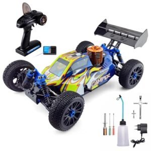 WANZRXX 1/8 Nitro RC Truck 90KMH 4WD Gas Powered Remote Control Car with 26CXP Engine Fast Speed RTR Hobby Racing Vehicle Methanol Fuel Off Road Short Course Crawler Blue