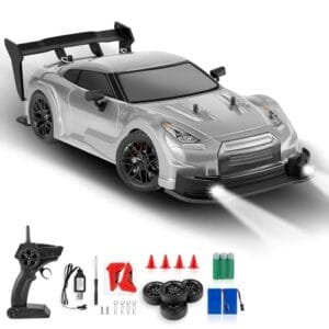 PANKQQ 1/16 Scale RC Drift Car Supra 2.4GHz 4WD High Speed Remote Control Drift Vehicle with 2 USB Rechargeable Batteries Silver