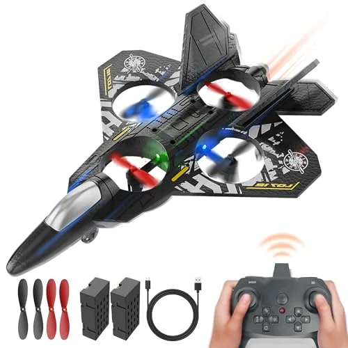 BEZGAR Toy RC Jet 2.4GHZ RC Plane with 6 Axis Gyro Remote Control Airplane and 360 Flip Fighter Jet for Kids
