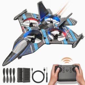 BEZGAR RC Jet with Jet Engine 2.4GHZ Remote Control Airplane for Kids 6 Axis Gyro 360 Flip Fighter Jet Toy with LED Lights
