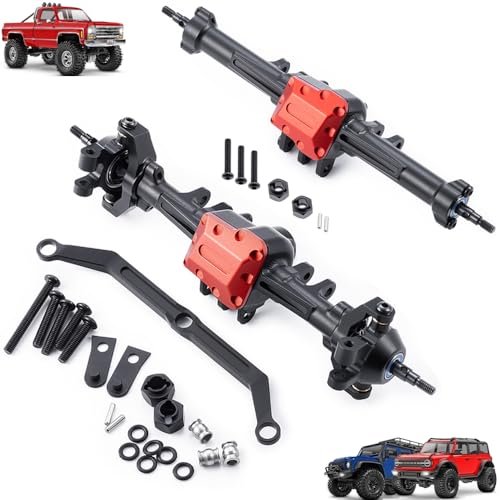 MORLORDY RC Complete Axles Set Standard Extended Front Rear Axles Set with Steering Knuckles Axles Gear and Cover CVD Shaft for 1/18 TRX4M RC Car at Plateau RC and Hobby