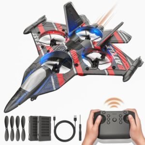 BEZGAR RC Jet Lights Drones for Kids 2.4GHZ RC Plane with 6 Axis Gyro and Colorful LED Navigation Lights