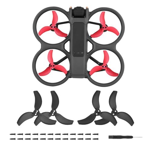 HeiyRC 8Pcs Avata 2 Propellers Replacement Blades with Screws Tool for DJI Avata 2 Fly More Kit 4 Black and 4 Red