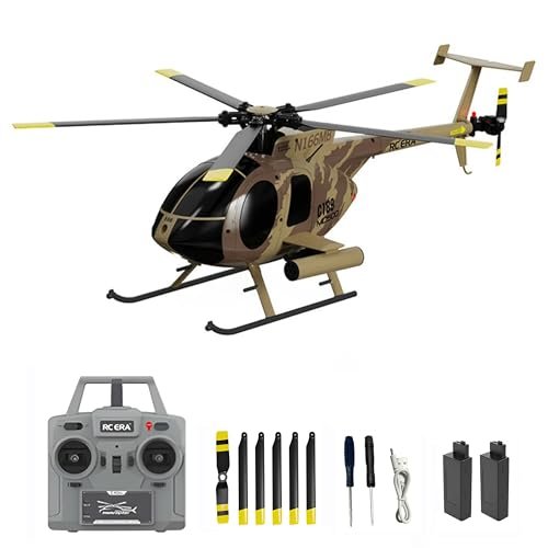 Dodoore RC Scale Aircraft Plans 1 28 Scale Single Rotor Helicopter with 6 Axis Gyro and Brushless Motor 2 4GHz Remote Control Aircraft for Adults Includes 2 Batteries Camouflage Design