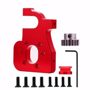 Mesimsple Alloy Brushless Motor Mount & 19t Pinion Gear 1303 for Wltoys 1/14 144002 144010 124016 124017 Series Upgrades Part Red