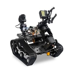 XiaoR GEEK Smart WiFi Robot Kit for Raspberry Pi 5 4B 3B with 4DOF Robotic Arm Track Tank Chassis and HD Camera