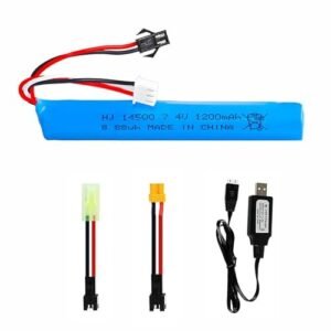 Cecicebb 7.4V 1200mAh Li Ion Battery Pack with Charger Cable for Airsoft Gel Water Bead Blaster