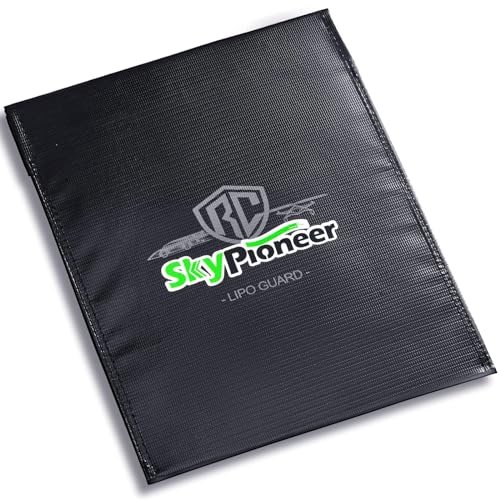 SkyPioneer RC Lipo Safe Bag Fire Retardant Lipo Battery Bag 9x11.8 Inches Black Fireproof Explosion Proof Sack for Charging and Storage
