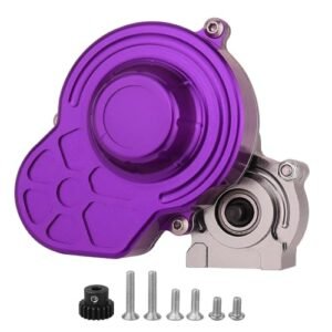 Pothyes All Metal RC Truck Complete Gearbox Transmission with Motor Gears for 313mm Wheelbase 1/10 Scale Axial SCX10 SCX10 II DIY Upgrade Parts Purple