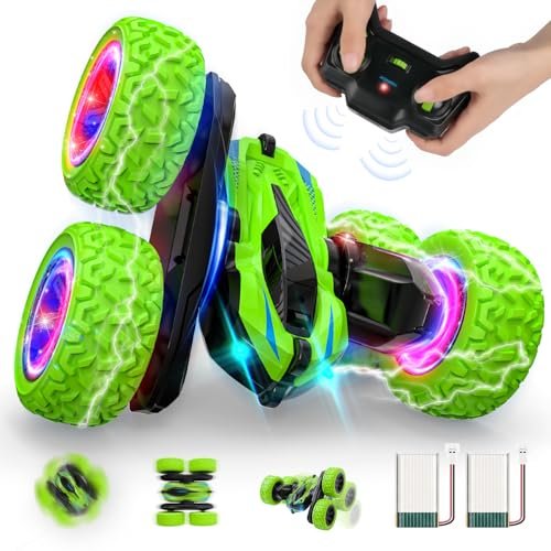 Remote Control Car-RC Cars Toys for Ages 5-7, 4WD RC stunt Cars RC Car Kids Toys for Ages 8-13, Double Sided 360°Rotating Toys for Girls RC Truck Toy Cars for Boys