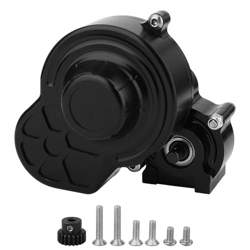 Pothyes All Metal Complete Gearbox Transmission with Motor Gears for 313mm Wheelbase 1/10 RC Motor Truck Axial SCX10 SCX10 II DIY Upgrade Parts Black