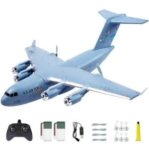 AIGIMU RC Airplane Transport 2CH Ready to Fly 2.4GHz C 17 Remote Control Plane with 6 Axis Gyro Stabilizer for Beginners Kids Adults