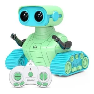 ALLCELE RC Snow Plow Robot Rechargeable Remote Control Toy with LED Eyes and Music for Kids