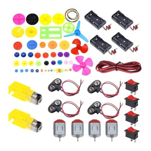 DIY Science Projects Electric DC TT Motors Kit with Plastic Gears AA Battery Holder and Mini RC Motor 1.5 3V 15000RPM