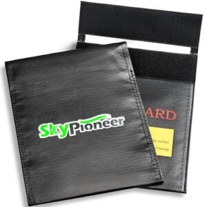 SkyPioneer 2 Pack Lipo Safe Bags Fire Retardant RC Battery Fire Protection 6.9x9 Inches Black