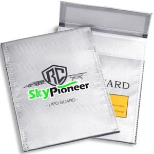 SkyPioneer 2 Pack Lipo Safe Bags Fire Retardant RC Car Battery Fire Protection 6.9x9 Inches Silver