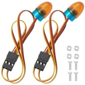 ShareGoo 2Pcs RC Flashing LED Lights Kit for RC Engineering Cybertruck Traxxas TRX4 SCX10 1/10 Crawler and 1/14 Tamiya Tractor Orange