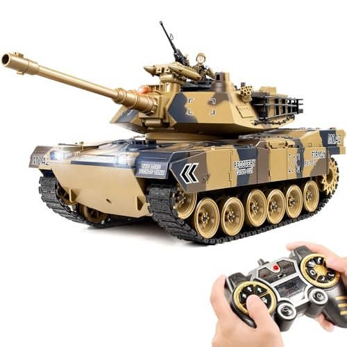 789 1 Best RC Fuel Tank 1/18 US M1A2 Remote Control Tank with BBS Bullet Water Bomb Shooting Smoke Exhaust LED Light and Sound Functions