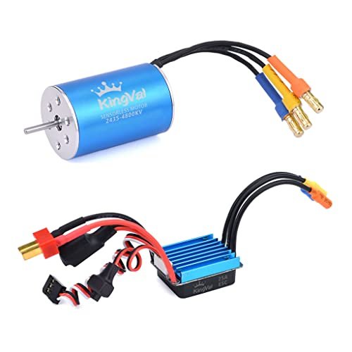 KingVal Replacement 2435 4800KV Sensorless Brushless Motor with 25A ESC for Arduino RC Car Code Projects