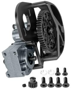 hopsupRC Aluminum Transmission Gearbox Upgrades Part for 1/10 Axia1 SCX10, SCX10 II 90046,90047,Wraith,AX10 RC Crawler Truck,Center Transmission Gearbox Hops up,Black with Titanium