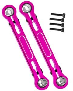 HopsupRC Monster Parts RC Aluminum Front Steering Links Upgrade for 1/18 Granite GROM MEGA 380 Brushed 4X4 Truck Pink