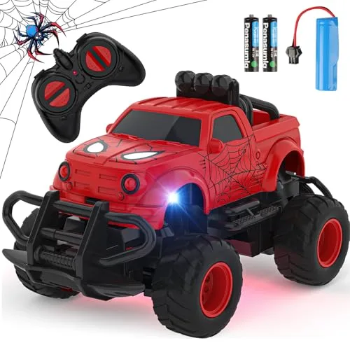 SpeedyRacer 1 4 Scale RC Cars for Kids High Speed Remote Control Truck with LED Lights Durable ABS Plastic Toy Car for Boys Ages 3 8 Red