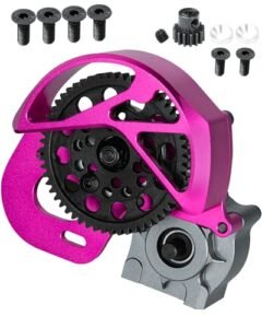 RCHuiWow 12.3 RC Crawler Body Aluminum Transmission Gearbox Upgrade Part for 1/10 Axia1 SCX10 SCX10 II 90046 90047 Wraith AX10 RC Crawler Car Alloy Center Transmission Gearbox Titanium Pink