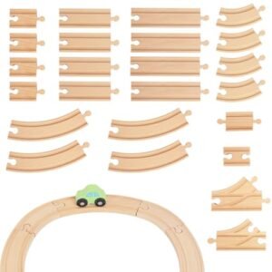 RC Thomas Train Wooden Tracks 24 Piece Set Track Expansion Compatible with All Major Brands