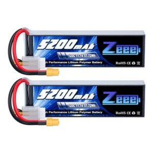 Zeee 3S Lipo Battery 5200mAh 120C 11.1V with XT60 Connector for RC Skycrane Helicopter and Other RC Models 2 Pack