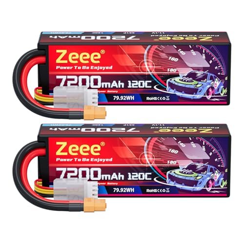 Zeee 3S 7200mAh 11.1V 120C Lipo Battery with XT60 Connector for RC Show Trucks and 1/8 1/10 Scale Vehicles 2 Pack