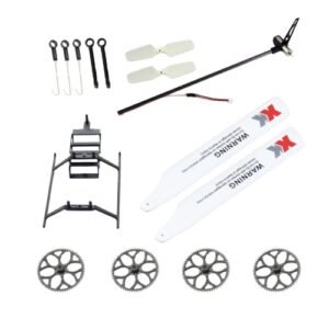 KingVal RC Helicopter Nitro Engine Replacement Landing Gear Propeller Main Gear Pull Rod Tail Assembly Combo for WLtoys XK K110 K110S