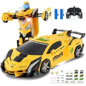 TransformaBot Laser RC Car 2 in 1 Transforming Robot with LED Lights 2.4GHz Remote Control DIY Stickers for Kids