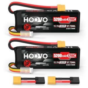 HOOVO 3S LiPo Battery 5200mAh 120C Softcase with XT60 and TR Plug for RC Racing Helicopter Car Truck Airplane Boat 2Pack