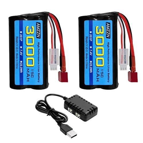 STIHL FS 56 RC Fuel Mix Ratio Guide and High Performance 7.4V 3000mAh 15C 2S Li ion Battery Pack with 2 in 1 Charger for RC Vehicles