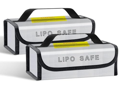 CNDHDOK 2PCS Fireproof Explosionproof Lipo Battery Safe Bag for 9.6 v Battery Pack RC Storage Charging Transport 185x75x60mm