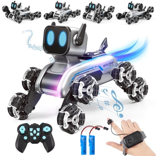 Wurycia Remote Control Robot Dog Toy Are Exceed RC Cars Good for Kids 2.4Ghz 8WD Gesture Sensing Stunt Rc Cars with Music Light Children Birthday Gift